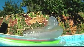 Blonde Slut With Big Tits Masturbates And Has Sex In The Pool - Sarah Simon