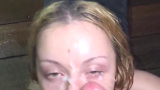 Late Night Beach Quick Blowjob and Big Facial