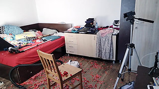 Amateur Wife Having Fun with Roses. Sexy Mom Cleans with the Vacuum Cleaner.