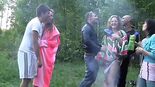 Naughty student sex friends fuck in the park
