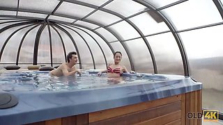 OLD4K. Old and young lovers have awesome sex after relax in jacuzzi
