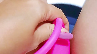 Pretty Girl Fingering Pink Pussy in the Office Bathroom