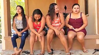 Three Salvadorian sluts flashing panties upskirts and spreading legs
