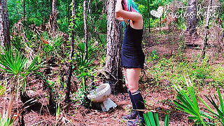 Peeing on a Toilet in the Woods