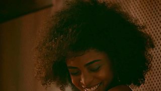 Petite curly black cougar exposed exciting body