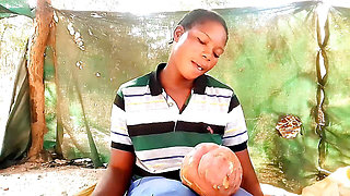 In village cherishing myself with potatoes