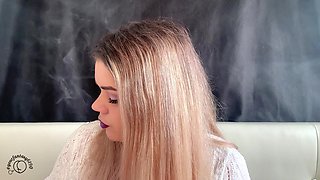 Smoking Fetish with Nice Makeup and Smoke Rings