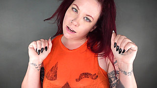 POV Halloween Tickles to Orgasm with Long Sharp Black Nails on Redhead