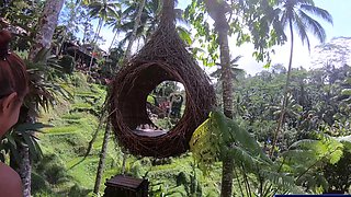 Big booty Thai girlfriend garden sex