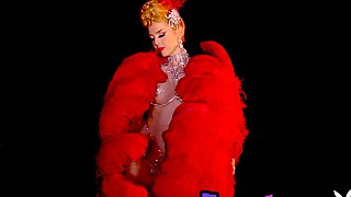 mom shining in slutty burlesque costume