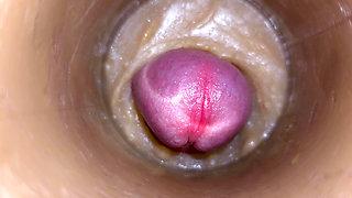 Extreme close up!  Injecting a large dose of sperm pussy toy Camera  4k
