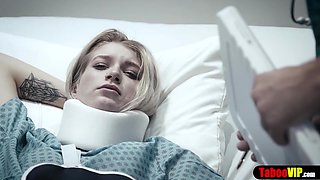 Doctor gives patient a sponge bath and vaginal probe