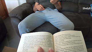 While Stepmom Reads, Cheeky and Shameless Stepson Watches Porn Pulls Out His Cock and Masturbates, She Loving Helps Him Cum