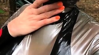 Latex slut solo anal masturbation