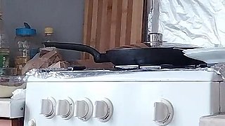 Sexy Stepmom Naked in the Kitchen, Latina Hairy Pussy, Big Tits, Big Ass