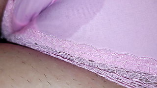 Spitting and Rubbing Sweet Pink Panties and Pussy
