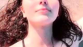 Amateur redhead masturbates then gives a blowjob