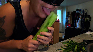 VgWhite prepares cucumber on a hot evening