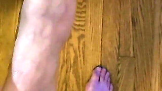 First Footjob Cumshot Ever for This 68 Year Old PAWG GILF