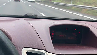 Slut in Car Butt Plug and Big Tits for French Bitch Lady Oups