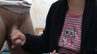 Perverted Stepmother Gives Her Virgin Stepson A Handjob For The First Time In His Life
