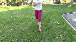 Hot babe with huge tits and peach pussy gets fucked hard