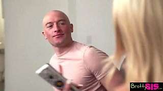 Step Brother Sees Her Pussy Through Leggings - Petite Blonde Paris White Gets Rough