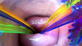 German Lesbian threesome Cervix play and peehole