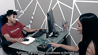 A sexy real estate agent shows her client. Porn in Spanish