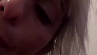 Skinny Blonde Giving Oral Sex to the Endowed Guy