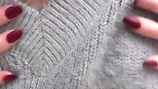 Fuzzy Sweater Changing Jerk off Encouragement