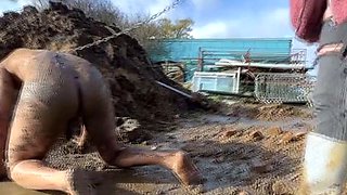 Extreme ballbusting in the mud Miss Eva Ray
