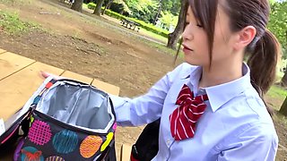 Japanese schoolgirl looks innocent but knows how to use dildo