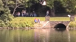 Stunning German slut fucked on the bridge