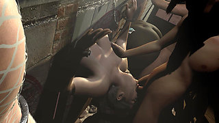 Group of Mature MILFs in a Glory Hole Gangbang