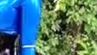 Sophie Elodie - Outdoors In My Blue Latex Catsuit