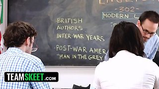 Teamskeet - virgin teens gets into serious sexual education with some large fat schlong