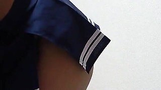 Girls Only Apartment in Japan, a Room Where Tanned Girl Cleans While Stick Out Big Tits and Wedgie Thong From Miniskirt Uniform