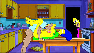Married Housewife Gets Fucked on the Kitchen Table While Her Husband Stands Quietly Behind the Door and Watches
