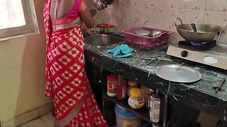 Desi Wife Ashu Gets Creamed by Servant while Cooking