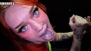 Inked sluts Lily Lane and Cassie Solis get facials through a gloryhole