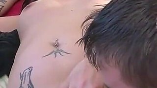 Tattooed pussy licking big body pussy fucking cum in mouth