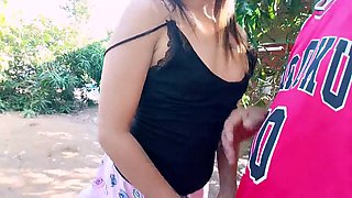 Outdoor fun in the jungle featuring hijab-wearing maid with a focus on pussies