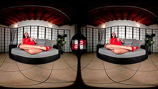 Red Latex Vixen Orders Her Sub To Worship Her Enticing Feet