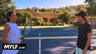 Cassie Del Isla gets a rough pussy licking from her stepson in a tennis game - GotMylf