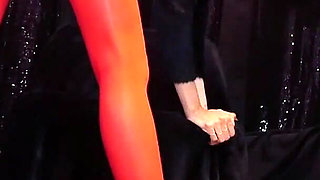 Red Shiny Open Pantyhose Worship 1 Ita