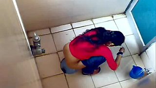 Indian ladies filmed on spy cam in a public toilet
