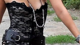 Hot MILF show us her body on the bike