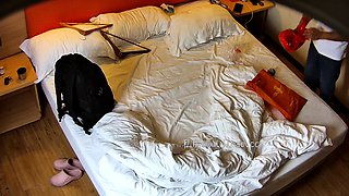 Cute amateur asian web cam girl playing with her toy