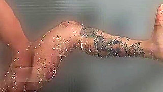 Brunette Big Tits Touches in the Bathroom After Gym